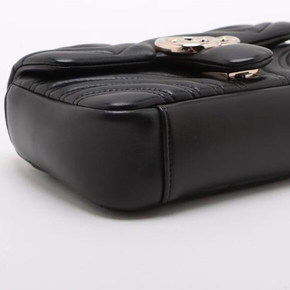 COA INCLUDED - Gucci GG Marmont Leather Chain Shoulder Bag Black 837280 - Picture 4 of 10